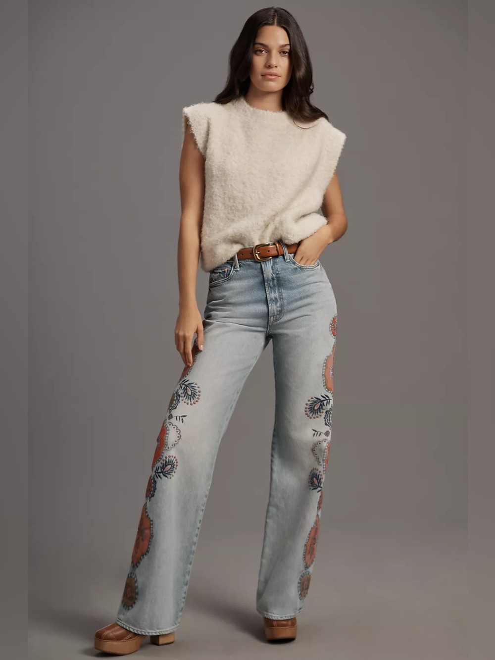 MOTHER The Maven High Rise Wide Leg Sneak jeans